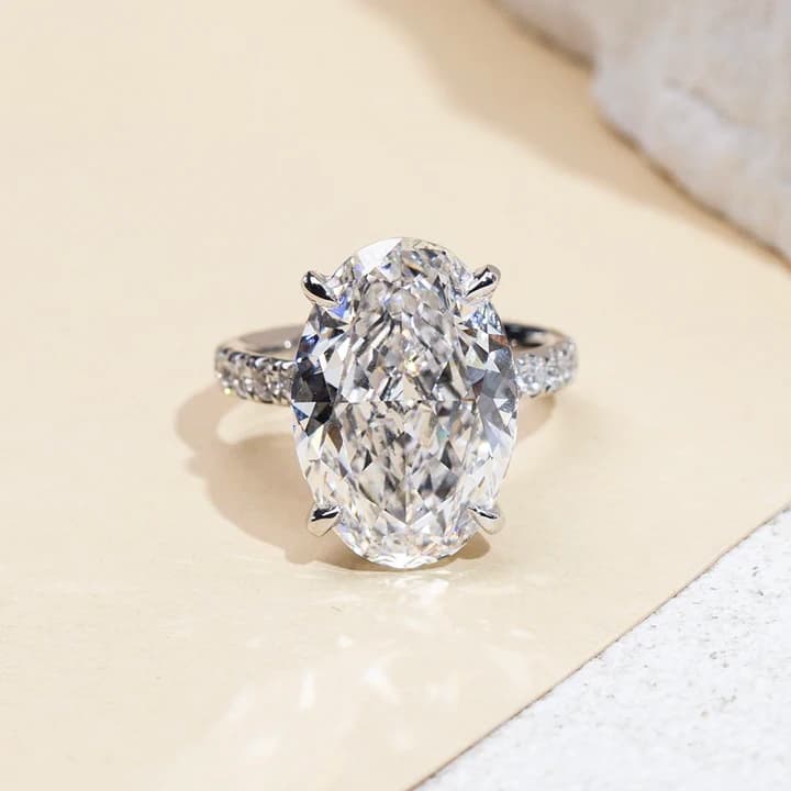 MSR-2053 Luxury Big Carat 18k halo Ring 10ct Oval Cut Lab Grown Diamond Ring