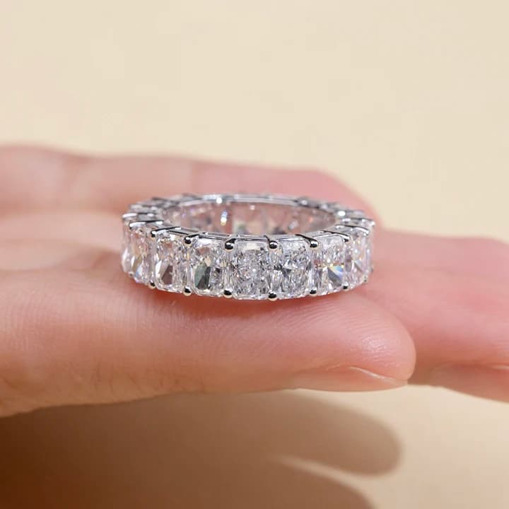 MSR-2054 Luxury 18k Gold Eternity Ring Radiant Cut Lab Grown Diamond Ring