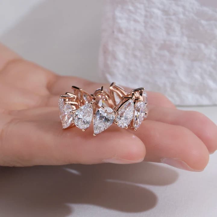 MSR-2080 18k Rose Gold Eternity Ring Pear Cut Lab Grown Diamond Ring