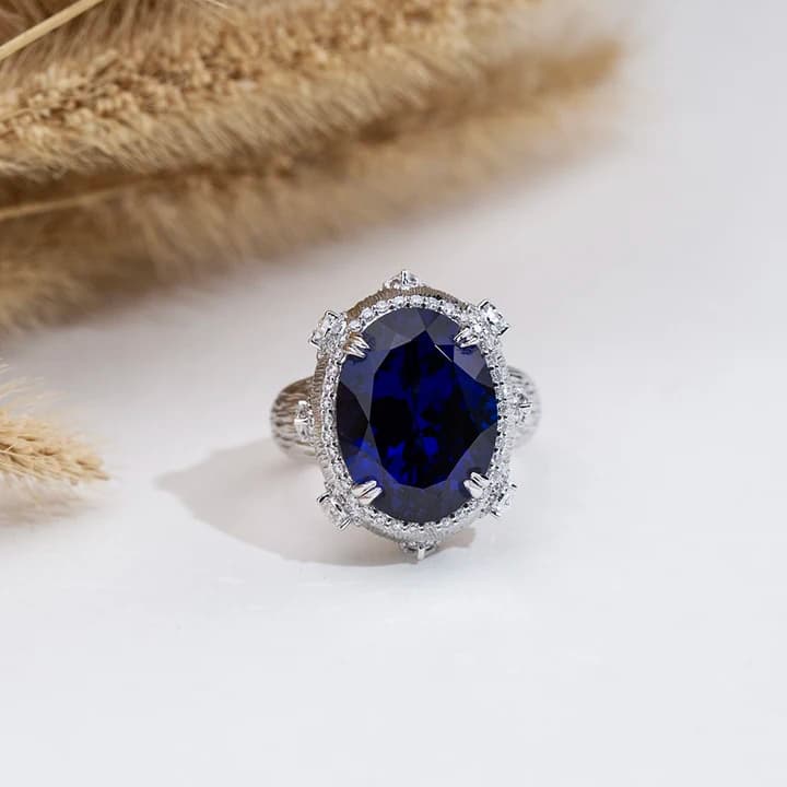 MSR-2081 Trendy Designed 10k Gold Luxury Ring Jewellery Oval Shape Lab Grown Gemstone Ring