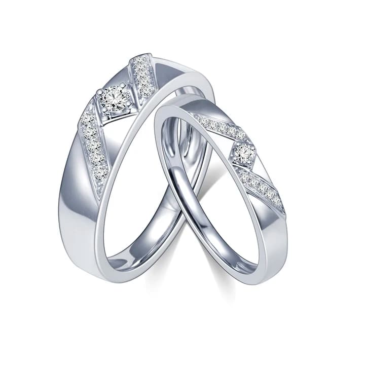 MSR-2091 PT950 Engagement Wedding Couple Ring Round Cut Lab Grown Diamond Ring