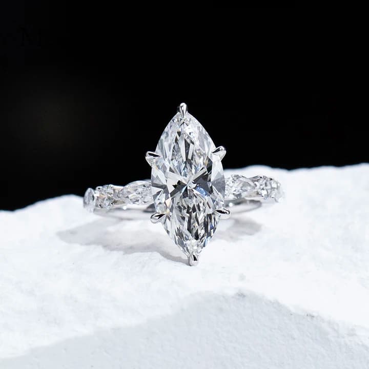 MSR-2127 10K Gold Trendy Ring Marquise Lab Grown Diamond Custom Jewellery