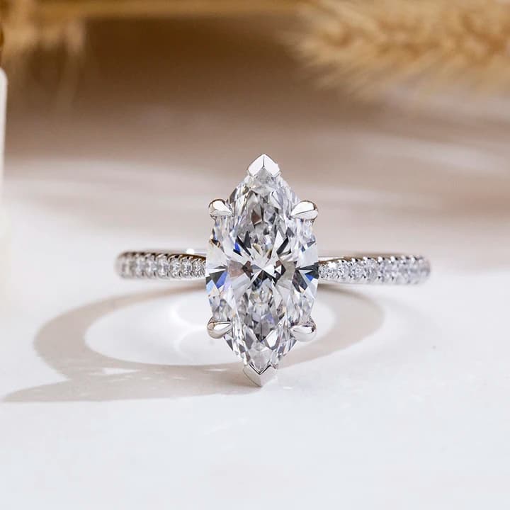 MSR-2141 14K Gold Fashion Ring 3.1CT D VS1 Marquise Cut Lab Grown Diamond Ring