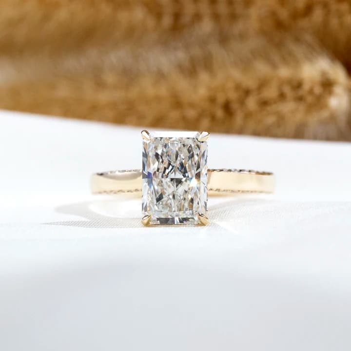 MSR-2143 10K Gold Trendy Ring Radiant Lab Grown Diamond Custom Jewellery