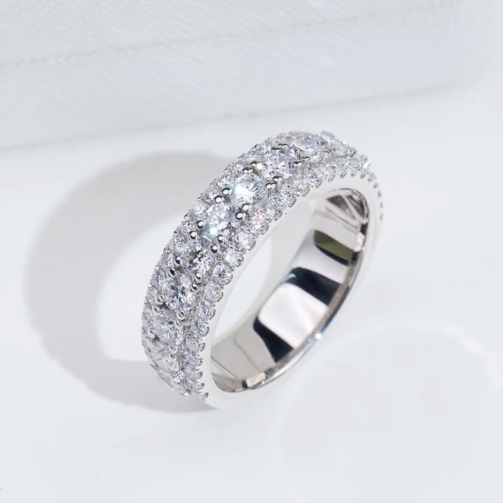 MSR-2154 925 Silver Full Eternity Ring Luxury Round Shape Lab Grown Diamond Ring