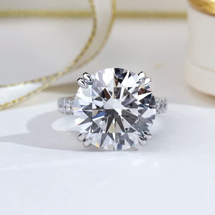 Customized MSR-2173 Fashion PT950 Big Size Round Cut 10.2ct E VS1 Lab Grown Diamond Ring