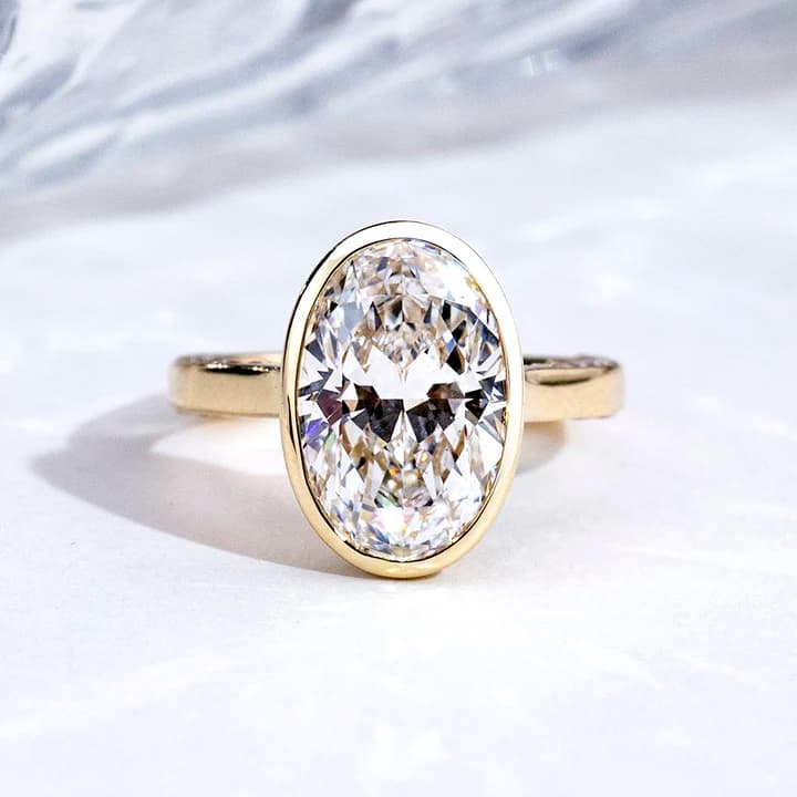 MSR-2185 Classic Design Ring Jewellery 14k Gold 5ct D VVS1 Oval Lab Grown Solitaire Diamond Ring