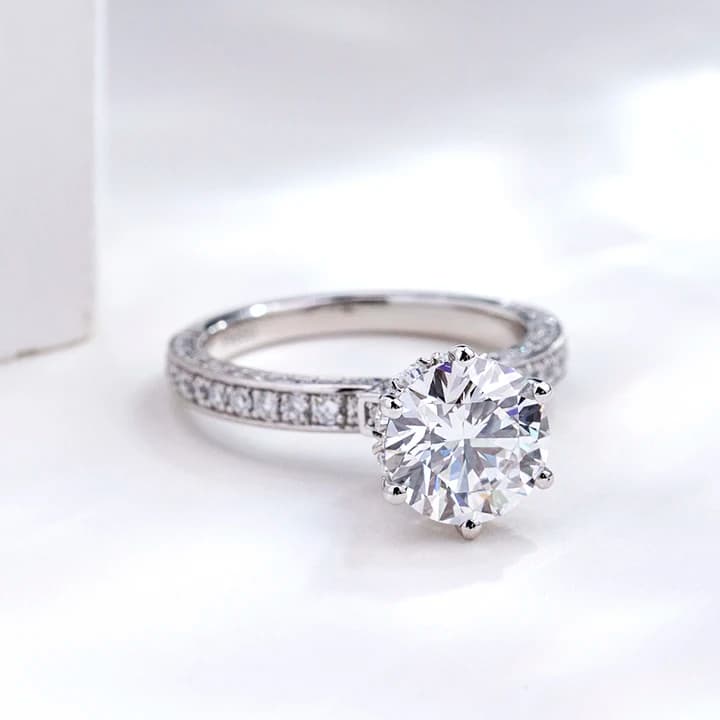 MSR-2194 Fashion Design Ring Jewellery PT950 2.5ct E VVS2 Round Cut Lab Grown Diamond Ring