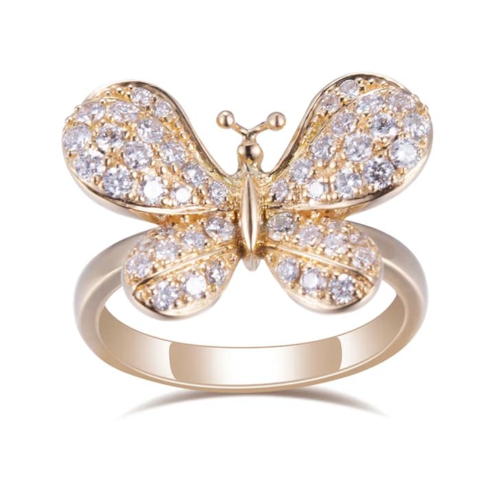 MSR-508 18k Gold Yellow Gold Butterfly Lab Grown Diamond Women Ring