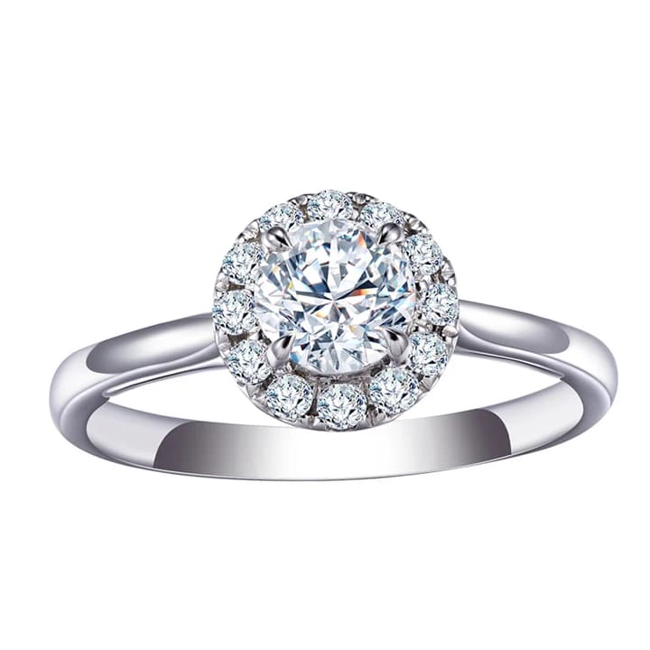 MSR-512 14K White Gold 0.5CT VVS2 Round Engagement Wedding Lab Diamond Ring