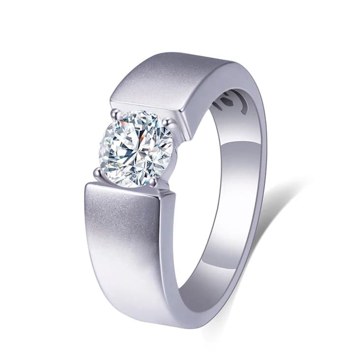 MSR-516 18k White Gold 0.5ct Lab Grown Diamond Man Engagement Wedding Band Ring Boy Gift Ideas