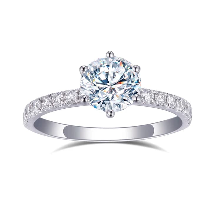 MSR-537 18K White Gold 0.85CT VVS1 Round Engagement Wedding Lab Diamond Ring