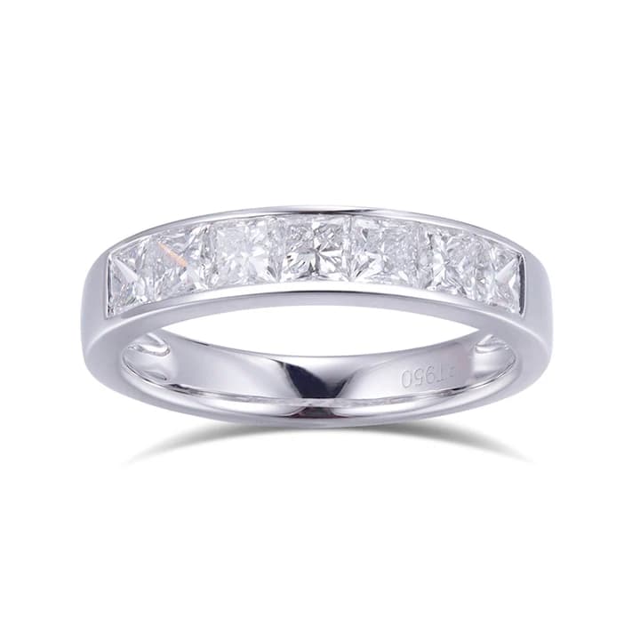 MSR-546 Fashion PT950 Half Eternity Ring Princess Cut Lab Grown Diamond Ring
