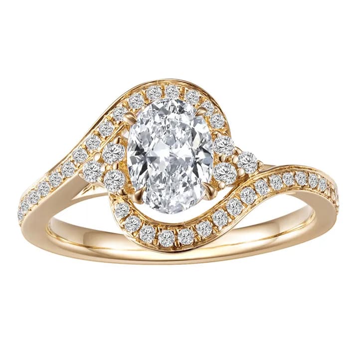 Custom MSR-568 IGI Certificate Gold Jewellery 14K Oval Cut 1CT D VS1 CVD Lab Grown Diamond Ring