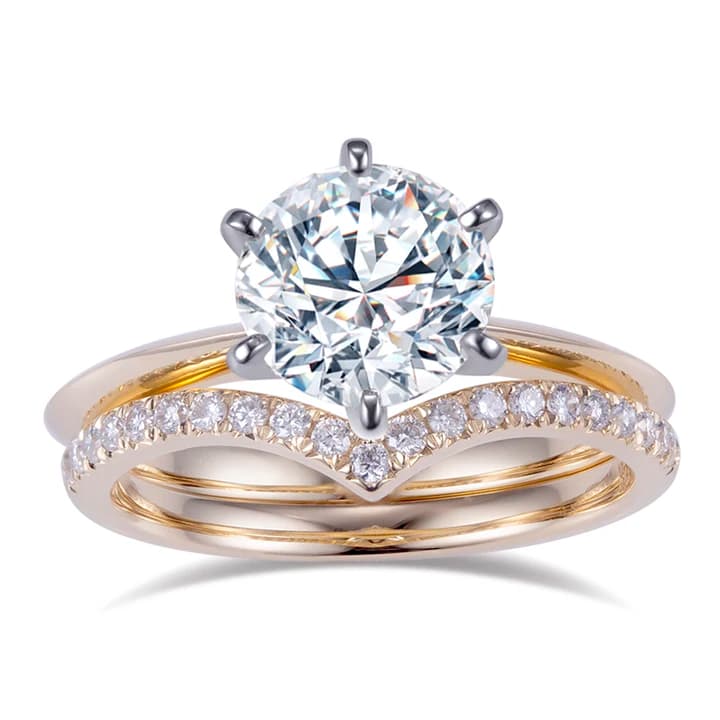 MSR-614 18K Gold Stackable Rings Round Cut HPHT Custom Lab Diamond Ring