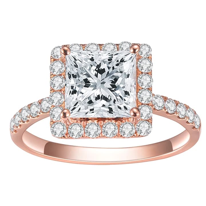 MSR-712 Custom Jewellery Real Gold Jewellery 18k Solid Gold 2ct Princess Cut Lab Diamond Engagement Ring