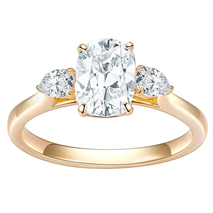 MSR-717 Real Gold Jewellery for Gift for Women Elongated Custom 925 Silver 2ct F VS1 Cushion Lab Grown Diamond Ring