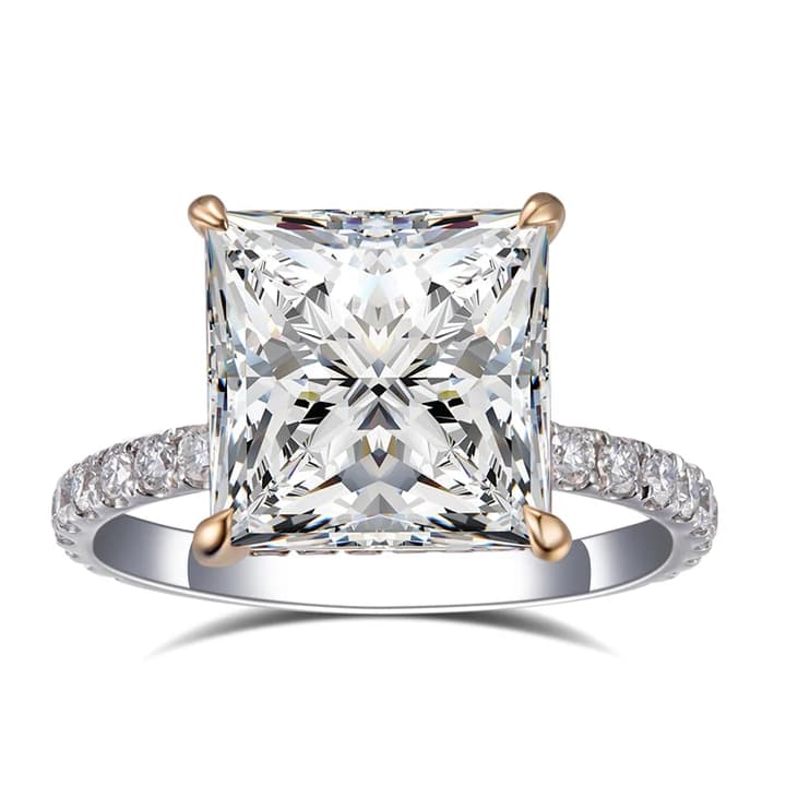 Messi Gems MSR-736 18K White Gold IGI 5CT D VS1 Princess Cut Jewellery Lab Grown Diamond Ring
