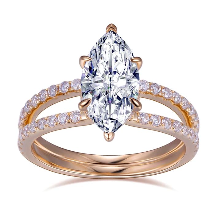 Messi Gems MSR-762 14K White Gold IGI 1.5CT F VVS1 Marquise Cut Jewellery Lab Grown Diamond Ring