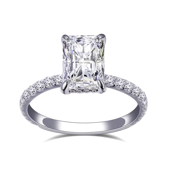 MSR-776 Claw Setting PT950 2CT Radiant Cut Lab Grown Diamond Ring