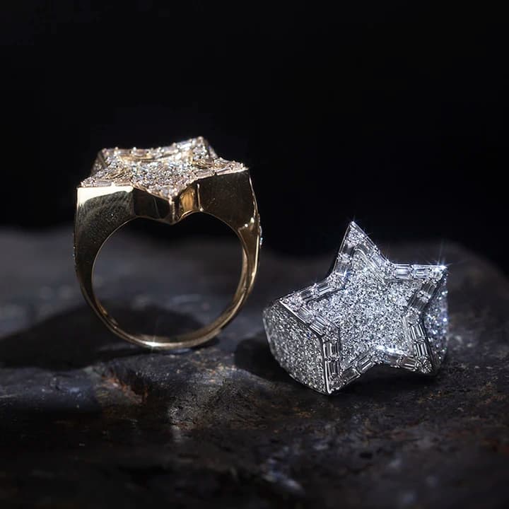MSR-793 18K Gold Round Moissanite Rings for Men