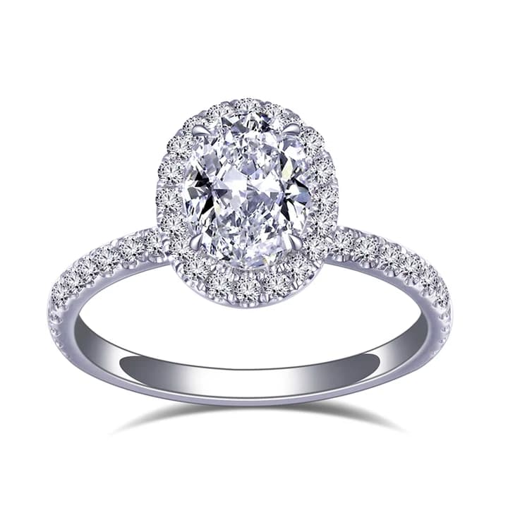 MSR-828 18K White Gold Custom Jewellery Halo Ring Oval Cut Lab Grown Diamond Rings