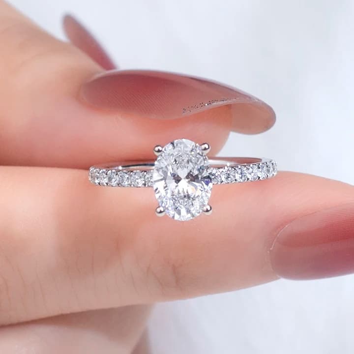 Customized MSR-854 Fashion 14k 18k Gold Fashion 1ct E VVS1 Oval Shape Lab Grown Diamond Ring