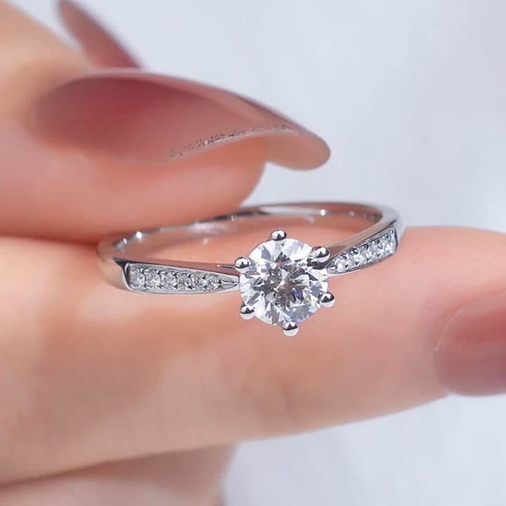MSR-856 Wholesale Trendy Jewellery 18K Gold Custom Rings Girl Love Ring Jewellery for Women Round Cut Lab Grown Diamond Ring