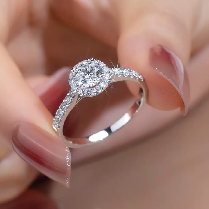 MSR-898 PT950 18k Gold 1ct D VS1 Round Lab Diamond Ring Wedding Band Classic Diamond Gift Engagement Ring
